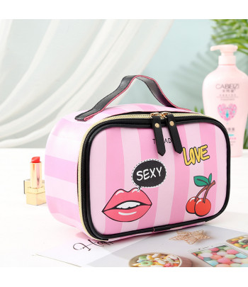 Leather Portable Women Cosmetic Bag