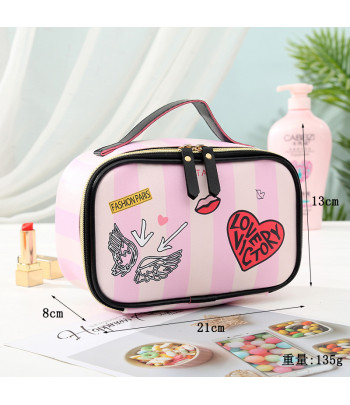 Leather Portable Women Cosmetic Bag